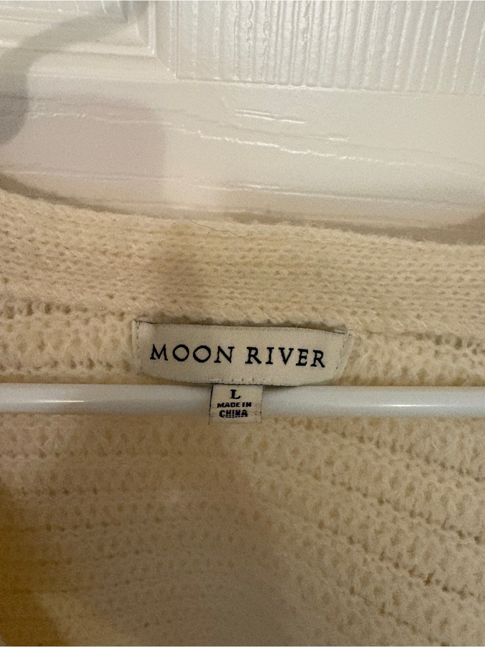 Moon River Cream Ribbed Open-Front Cardigan - Picture 2 of 2